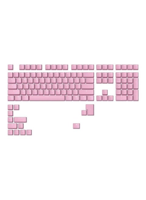 Gaming 123X Abs Doubleshot Keycaps V2 (Us Base Set) - Dual Moulded Design, Guaranteed To Never Fade, Rgb Friendly With Clear Legends, Fits Any Mx-Style Stem, Us Layout - Pink