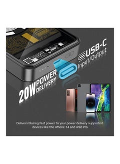 PROMATE 10000 mAh Magsafe Power Bank, Premium Transparent Battery Pack With 15W Magnetic Charging 20W Usb-C Power Delivery Port And Over Charging Protection For iPhone 16,15 Ipad Air, Galaxy S25, Lucidpack-10 - Black  - Image 5