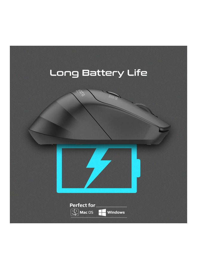 PROMATE - Wireless Mouse, Ergonomic Silent Click Optical 2.4Ghz Cordless Mice With Adjustable 2200Dpi, 6 Programmable Buttons, Usb Nano Receiver And 10M Working Distance For Macbook Air, Dell Xps 13, Samit Black - Image 1