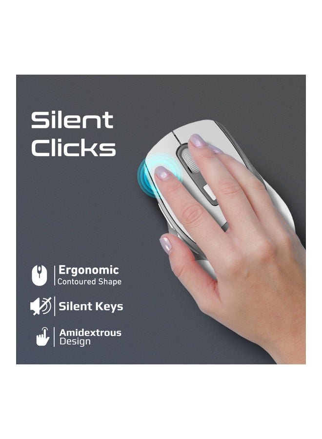 Wireless Mouse, Ergonomic Silent Click Optical 2.4GHz Cordless Mice with Adjustable 2200DPI, 6 Programmable Buttons, USB Nano Receiver and 10m Working Distance for MacBook Air, Dell XPS 13, Samit White