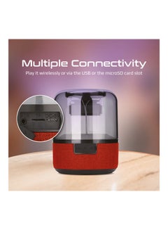 PROMATE Bluetooth Speaker, Premium 10W True Wireless Portable LED Speaker with 360-Degree HD Sound, Light Show, 6H Playtime, 3.5mm Audio Jack, USB Port and TF Card Slot for iPhone 14, iPad Air, iPod, Glitz-L. Red  - Image 5