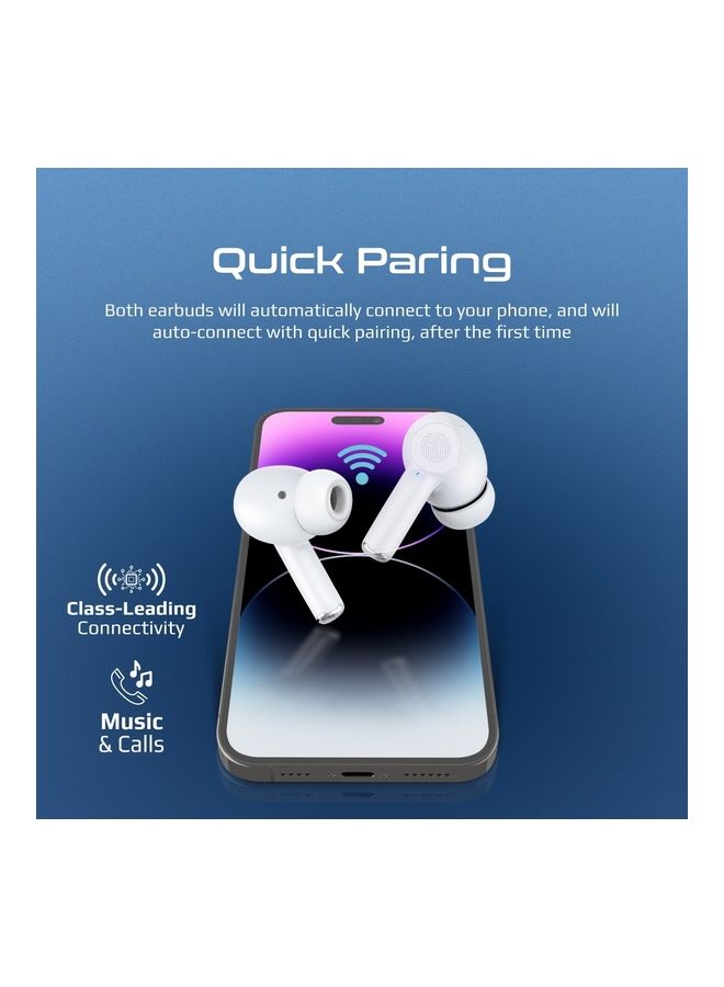PROMATE - True Wireless Earbuds, In-Ear Active Noise Cancelling Bluetooth v5.3 Earphones with Mic, 25H Playback Time, Intelligent Touch Controls and Charging Case for iPhone 14, Samsung S22, iPad Air, ProPods White - Image 1