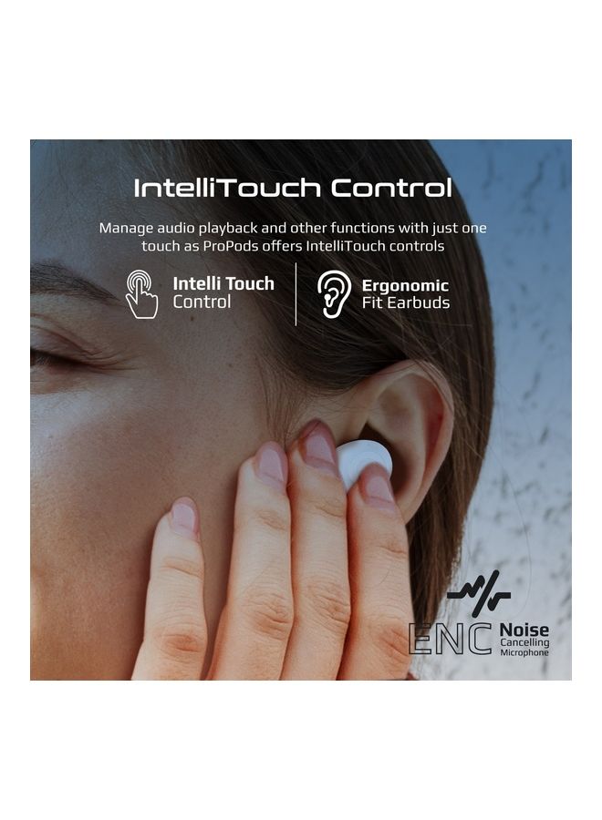 PROMATE - True Wireless Earbuds, In-Ear Active Noise Cancelling Bluetooth v5.3 Earphones with Mic, 25H Playback Time, Intelligent Touch Controls and Charging Case for iPhone 14, Samsung S22, iPad Air, ProPods White - Image 1