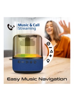 PROMATE Bluetooth Speaker, Premium 10W True Wireless Portable LED Speaker with 360-Degree HD Sound, Light Show, 6H Playtime, 3.5mm Audio Jack, USB Port and TF Card Slot for iPhone 14, iPad Air, iPod, Glitz-L. Blue  - Image 4