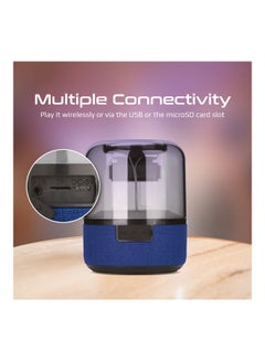 PROMATE Bluetooth Speaker, Premium 10W True Wireless Portable LED Speaker with 360-Degree HD Sound, Light Show, 6H Playtime, 3.5mm Audio Jack, USB Port and TF Card Slot for iPhone 14, iPad Air, iPod, Glitz-L. Blue  - Image 5