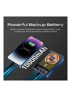 PROMATE 10000 mAh Magsafe Power Bank, Premium Transparent Battery Pack With 15W Magnetic Charging 20W Usb-C Power Delivery Port And Over Charging Protection For Iphone 14,15 Ipad Air, Galaxy S22, Lucidpack-10 Blue  - Image 3