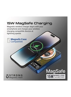 PROMATE 10000 mAh Magsafe Power Bank, Premium Transparent Battery Pack With 15W Magnetic Charging 20W Usb-C Power Delivery Port And Over Charging Protection For Iphone 14,15 Ipad Air, Galaxy S22, Lucidpack-10 Blue  - Image 4