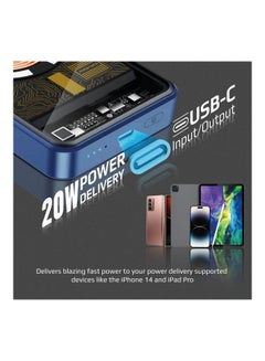 PROMATE 10000 mAh Magsafe Power Bank, Premium Transparent Battery Pack With 15W Magnetic Charging 20W Usb-C Power Delivery Port And Over Charging Protection For Iphone 14,15 Ipad Air, Galaxy S22, Lucidpack-10 Blue  - Image 5