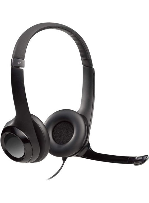 سماعة رأس سلكية H390، سماعات رأس استريو مع ميكروفون مانع للضوضاء، USB، عناصر تحكم مدمجة، كمبيوتر شخصي/ماك/كمبيوتر محمول أسود