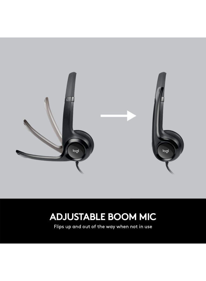 لوجيتيك سماعة رأس سلكية H390، سماعات رأس استريو مع ميكروفون مانع للضوضاء، USB، عناصر تحكم مدمجة، كمبيوتر شخصي/ماك/كمبيوتر محمول أسود - Image 5