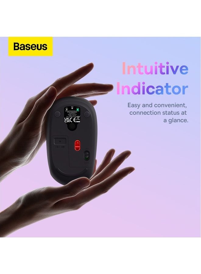 Baseus Tri-Mode Wireless Mouse 800/1000 /1600 Dpi 2.4G/Bluetooth 5.0/3.0 Silent Button Compatible With Windows, Harmony OS, Apple OS, Linux, Vista, And More Grey  - Image 4