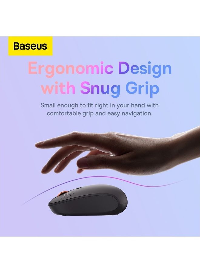 Baseus Tri-Mode Wireless Mouse 800/1000 /1600 Dpi 2.4G/Bluetooth 5.0/3.0 Silent Button Compatible With Windows, Harmony OS, Apple OS, Linux, Vista, And More Grey  - Image 5