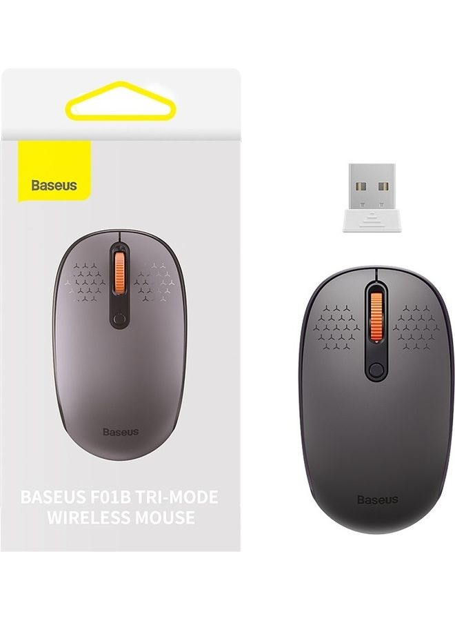 Baseus - Tri-Mode Wireless Mouse 800/1000 /1600 Dpi 2.4G/Bluetooth 5.0/3.0 Silent Button Compatible With Windows, Harmony OS, Apple OS, Linux, Vista, And More Grey - Image 1