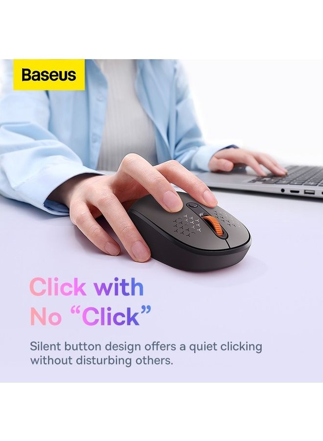 Baseus - Tri-Mode Wireless Mouse 800/1000 /1600 Dpi 2.4G/Bluetooth 5.0/3.0 Silent Button Compatible With Windows, Harmony OS, Apple OS, Linux, Vista, And More Grey - Image 1