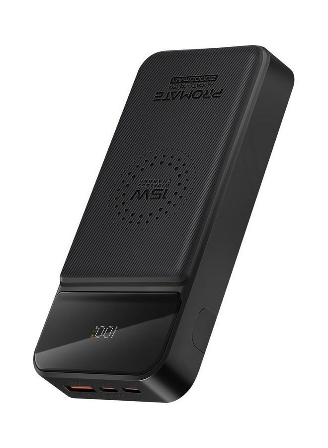 PROMATE - 20000 mAh Portable 15W Qi Wireless Charger With 20W Usb-C Power Delivery Port, 18W Usb-C Qc 3.0 Port, 22.5W Usb Qc 3.0 Port, Lcd And Kickstand For Iphone 14,15 Galaxy S22, Auratorq-20 Black - Image 1
