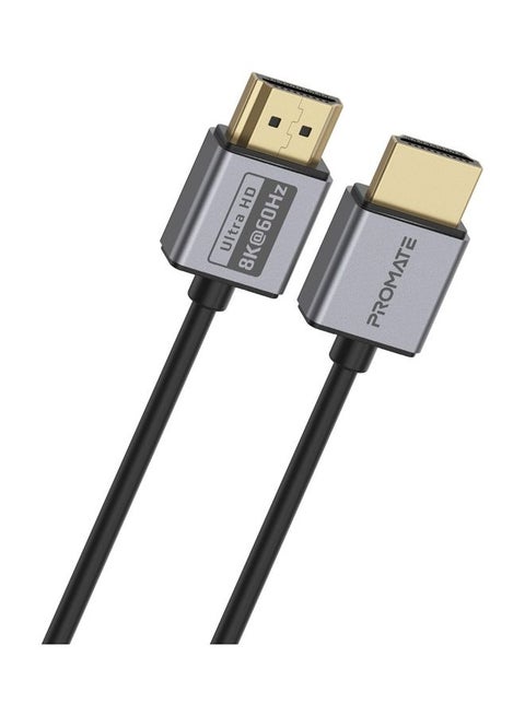 Promate 8K HDMI Cable, Premium 48Gbps High-Speed HDMI 2.1 Audio Video Cable with Enhanced Audio Return, 1.5 Meter Slim Cord and Dynamic HDR Support Black Black