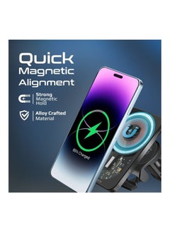 PROMATE iPhone 16  Magnetic Wireless Car Charger, Ultra-Fast MagSafe Transparent Car Charger with 15W Output, AC Vent Holder, Gooseneck Mount, 360 Degree Rotation and Cradleless Design, Lucid Mount-15 - Black  - Image 4
