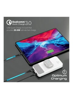 PROMATE 20000 mAh Power Bank, Portable 15W Qi Wireless Charger With 20W Usb-C Power Delivery Port, 18W Usb-C Qc 3.0 Port, 22.5W Usb Qc 3.0 Port, Lcd And Kickstand For Iphone 14, 15,Galaxy S22, Auratorq-20 White  - Image 3