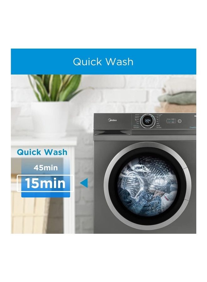 Midea - 8 Kg Front Load Fully Automatic Washing Machine With BLDC Inverter Motor, Lunar Dial, 1400 RPM, 15 Programs, Integrated Digital Control-LED Display, Multiple Temperature 8 kg MF100W80BT-GCC Grey - Image 1