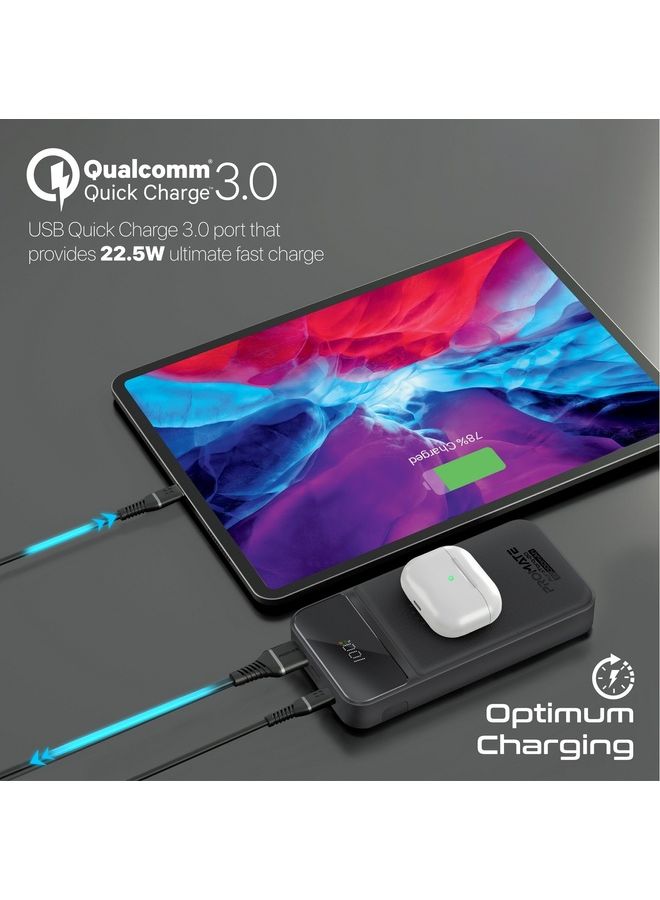 20000 mAh 4-In-1 Qi Wireless Portable Charger 15W With USB-C Power Delivery Port 20W Black