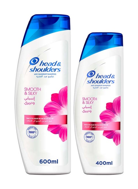 Smooth And Silky Anti-Dandruff Shampoo For Dry And Frizzy Hair 600 + 400 Pack of 2