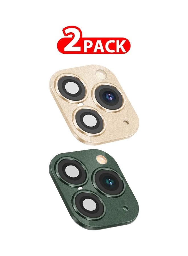 MARGOUN Pack Of 2 Duplicate Camera Lens Upgrade Protective Lens Change iPhone X XS To 11 Pro 11 Pro Max Gold Green Multicolour  - Image 1