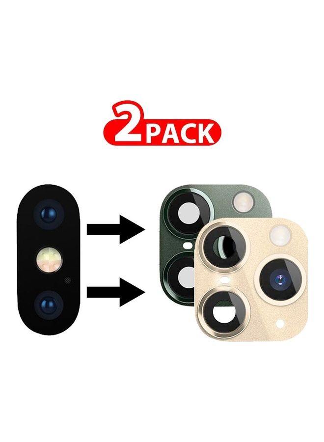 MARGOUN Pack Of 2 Duplicate Camera Lens Upgrade Protective Lens Change iPhone X XS To 11 Pro 11 Pro Max Gold Green Multicolour  - Image 2