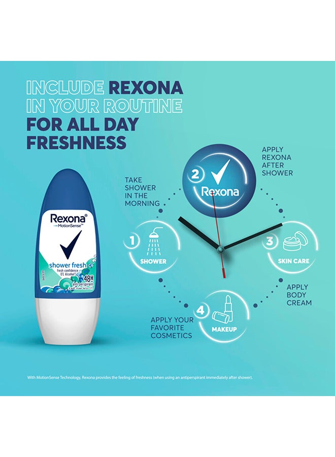 Rexona Rexona Women Antiperspirant Deodorant Shower Clean Roll On  Promo White/Blue 50ml  - Image 3