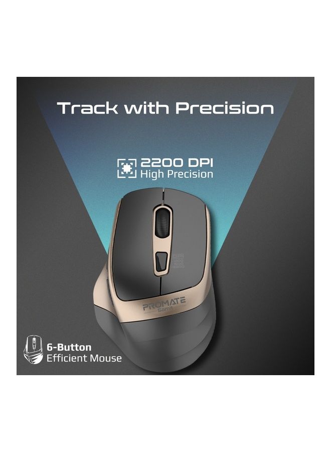 PROMATE - Silent Mouse, 2.4G Portable Noiseless Cord-Free, 10 Meter Working Range and Nano USB Receiver Gold - Image 1