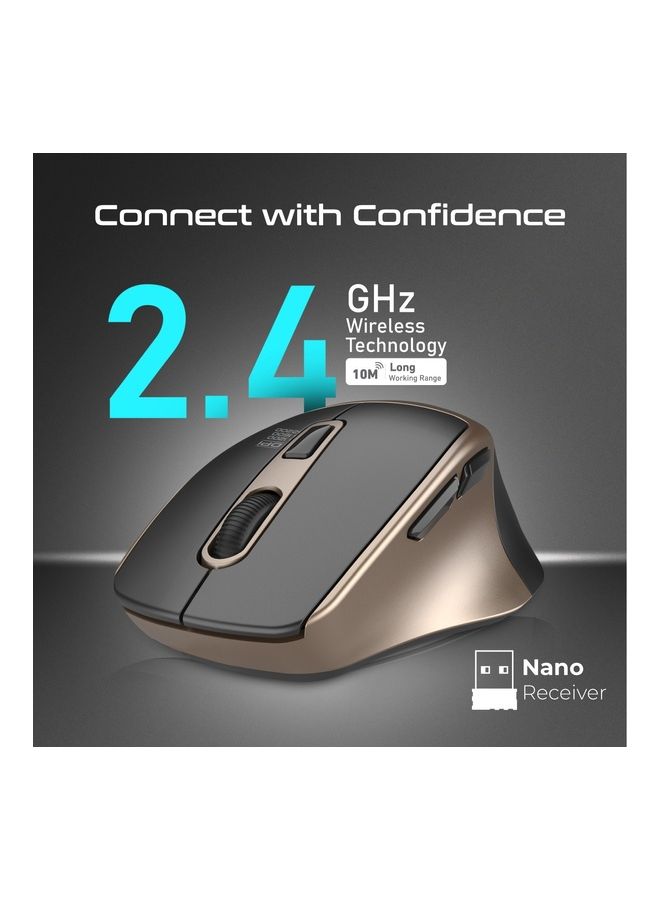 PROMATE - Silent Mouse, 2.4G Portable Noiseless Cord-Free, 10 Meter Working Range and Nano USB Receiver Gold - Image 1