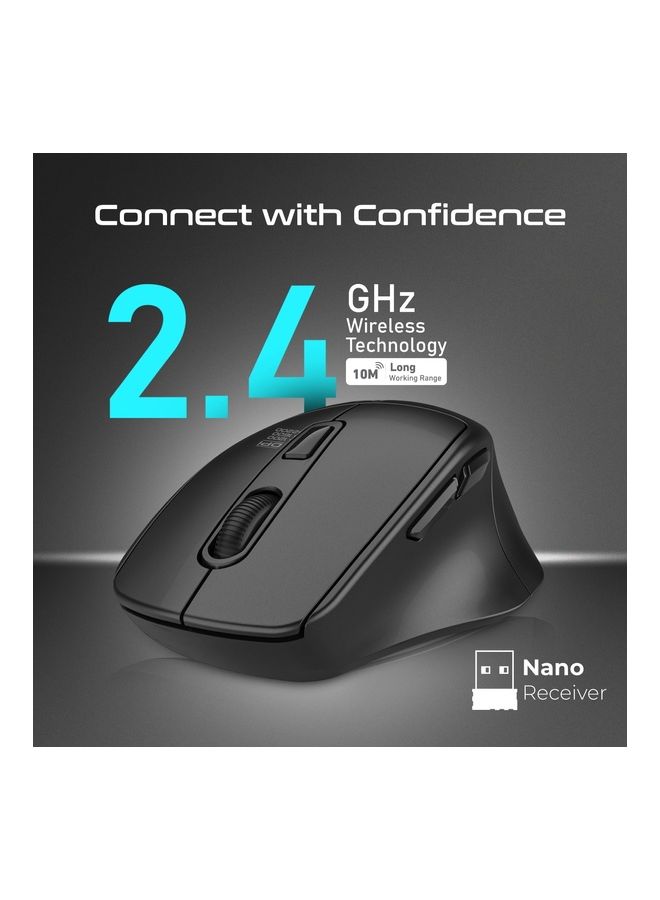 PROMATE - Promate Wireless Silent Mouse, 2.4G Portable Noiseless Cord-Free, 10 Meter Working Range and Nano USB Receiver Black - Image 1