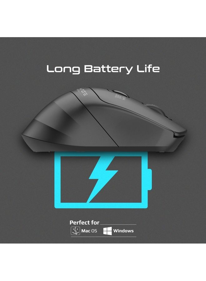 PROMATE - Promate Wireless Silent Mouse, 2.4G Portable Noiseless Cord-Free, 10 Meter Working Range and Nano USB Receiver Black - Image 1