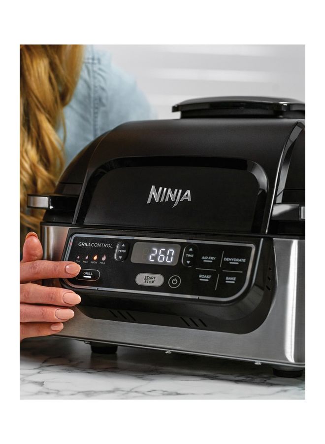 Ninja - Foodi Health Grill & Air Fryer 5.7L With Cyclonic Air Technology, 5-In-1, Air Fry, Grill, Bake, Roast, Dehydrate, Dishwasher Safe Parts, CleanIng Brush 5.7 L 1760 W AG301ME Stainless steel - Image 1