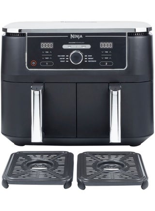 Foodi MAX Dual Zone Digital Air Fryer, 2 Drawers, 9.5L, 6-In-1, Uses No Oil, Air Fry, Max Crisp, Roast, Bake, Reheat, Dehydrate, Cook 8 Portions, Non-Stick Dishwasher Safe Baskets, B 9.5 L 2470 W AF400ME/AF400EU Black - v1686281457/N53412198A_4