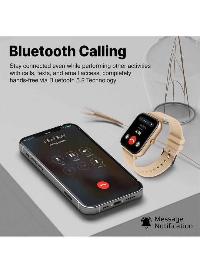 PROMATE Smart Watch, Premium Fitness Tracker with BT 5.2 Calling, 1.83” TFT Display, 10-15 Day Battery Life, 100 Watch Faces, 123 Sports Modes and IP67 Water Resistance for iPhone 14, Galaxy S22, XWatch-C18 Gold  - Image 2