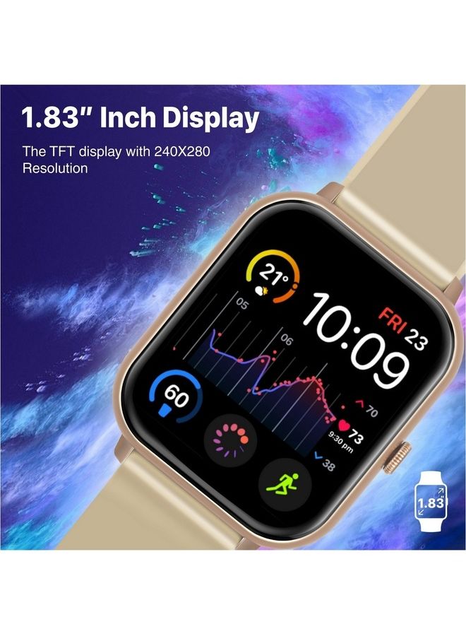 PROMATE Smart Watch, Premium Fitness Tracker with BT 5.2 Calling, 1.83” TFT Display, 10-15 Day Battery Life, 100 Watch Faces, 123 Sports Modes and IP67 Water Resistance for iPhone 14, Galaxy S22, XWatch-C18 Gold  - Image 4