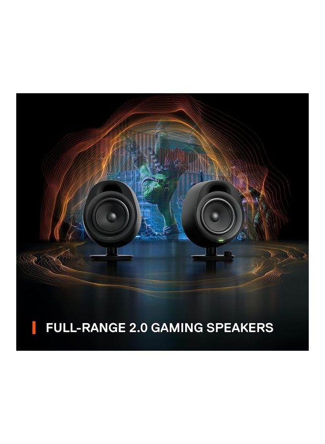 steelseries - Arena 3 - Full-Range 2.0 Gaming Speakers – Immersive Audio – On-Speaker Controls – 4" Speaker Drivers – Wired & Bluetooth – 3.5mm Aux – PC, Mac, Mobile – UK Plug, Black - Image 1