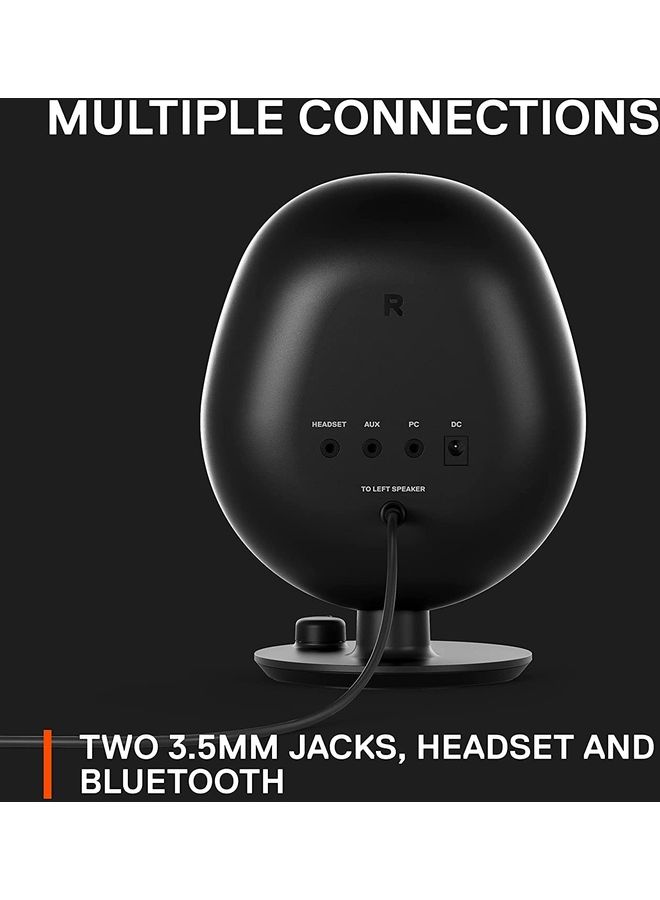 steelseries - Arena 3 - Full-Range 2.0 Gaming Speakers – Immersive Audio – On-Speaker Controls – 4" Speaker Drivers – Wired & Bluetooth – 3.5mm Aux – PC, Mac, Mobile – UK Plug, Black - Image 1