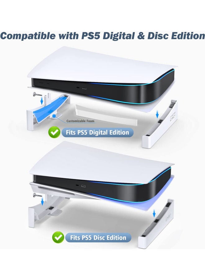 Oivo - Ps5 Horizontal Stand Accessories Base Compatible With Playstation 5 Console Disc And Digital Editions Upgraded Desk, Screw Fixing - Image 1