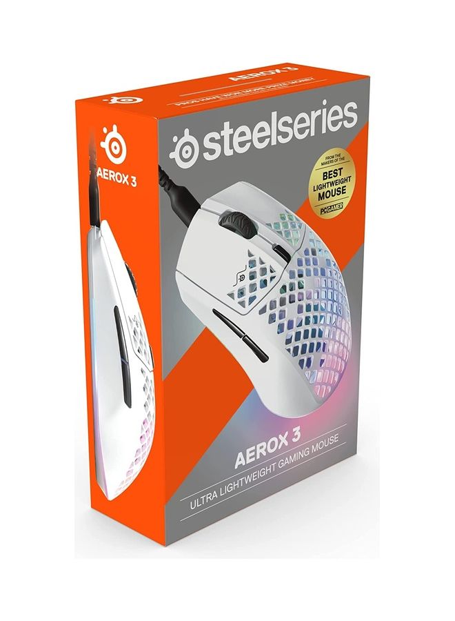 ستيل سيريز Steelseries Aerox 3 Snow (2022) - ماوس ألعاب فائق الخفة - مستشعر بصري Truemove Core بدقة 8500 نقطة في البوصة - تصميم خفيف الوزن للغاية ومقاوم للماء حتى 59 جرامًا  - Image 5