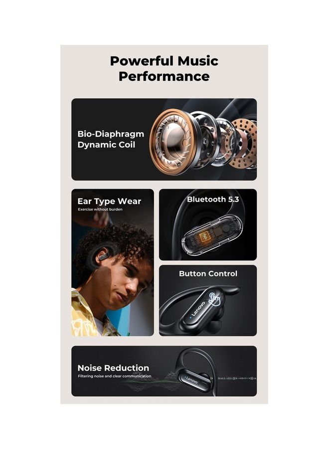 Lenovo Thinkplus XT60 Bluetooth 5.3 Earphone True Wireless Sports Headphones Touch TWS With Mic Noise Reduction Earbuds Waterproof Headset Black - Image 2