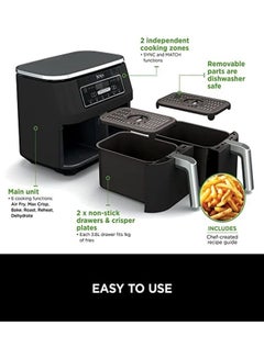Ninja Ninja Digital Air Fryer Fryer 2 drawers with a capacity of 7.6 liters 2470 watts model AF300ME 7.6 L 2470 W AF300ME BLACK  - Image 2