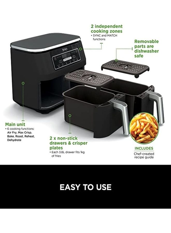 Ninja - Ninja Digital Air Fryer Fryer 2 drawers with a capacity of 7.6 liters 2470 watts model AF300ME 7.6 L 2470 W AF300ME BLACK - Image 1