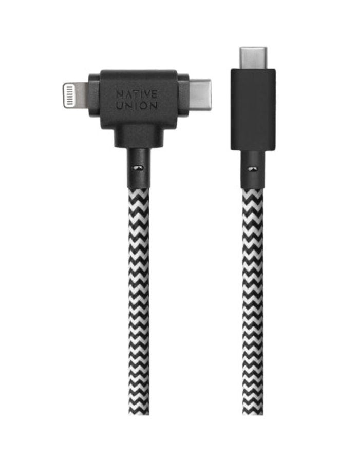 Native Union - 1.5M Belt Cable Duo USB-C To C + Lightning Zebra - Image 1