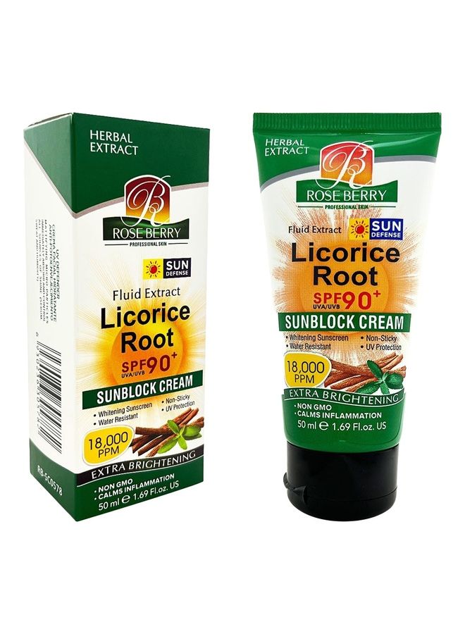 ROSE BERRY Licorice Root Fluid Extract Spf 90 Plus Sunblock Cream Extra Brightening Clear 50ml  - Image 1