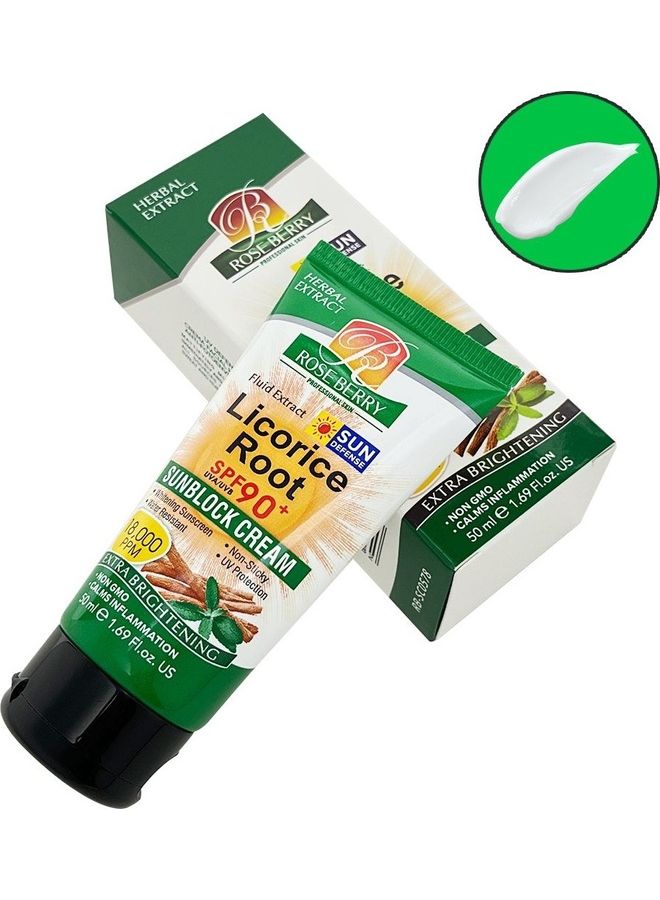 ROSE BERRY Licorice Root Fluid Extract Spf 90 Plus Sunblock Cream Extra Brightening Clear 50ml  - Image 3
