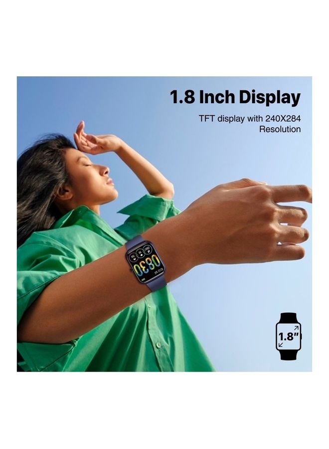 ساعة ذكية بتقنية Bluetooth، شاشة TFT مقاس 1.8 بوصة، ساعة لإدارة الصحة بعمر بطارية طويل، 27 وضع رياضي، 100 واجهة ساعة ومقاومة للماء IP67 للهواتف الذكية والأجهزة اللوحية، XWatch-B18 أزرق أزرق