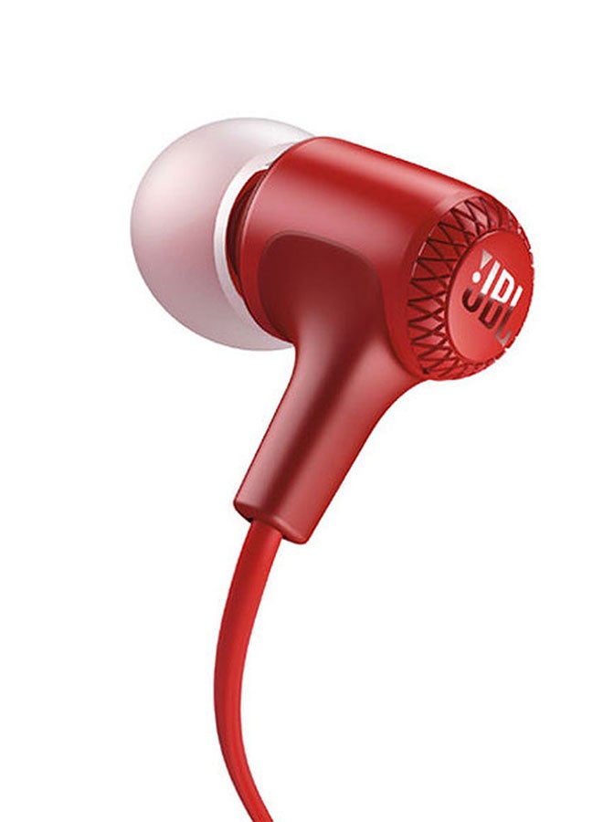 JBL - Live 100BT By Harman In Ear Bluetooth Headphone With Bulit In Mic Multi Point Connection 9 Hours Of Playtime And Voice Assistance Red - Image 1