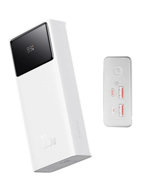 30000 mAh Portable Charger Power Bank 30000mAh, 22.5W QC 3.0 PD 20W USB 3-Port 3A Fast Charging Charger, C Battery Pack, Smart LED Display Phone for iPhone Series, Samsung, Android etc, White White