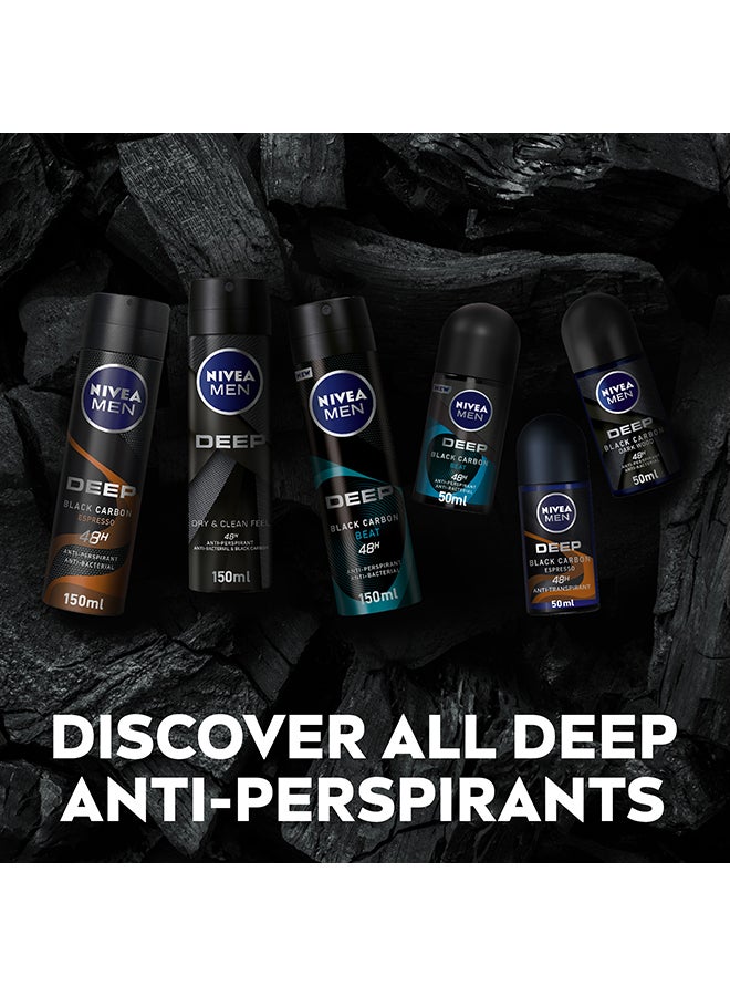 Nivea - Men Deep Black Carbon Dark Wood Antiperspirant Antibacterial, Roll-On 50ml - Image 1